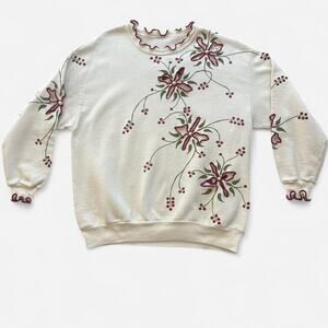 Vintage Holiday Christmas Poinsettia Sweatshirt